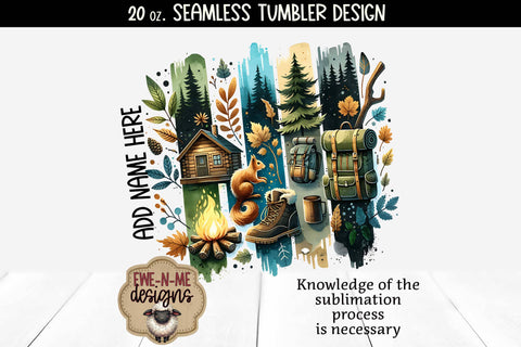 Camping Brushstrokes Squirrel - 20 oz Seamless Tumbler Sublimation Ewe-N-Me Designs 