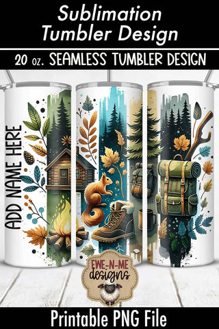 Camping Brushstrokes Squirrel - 20 oz Seamless Tumbler Sublimation Ewe-N-Me Designs 