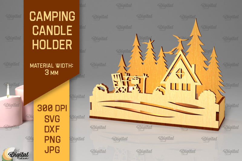 Camping Candle Holder Laser Cut. Candle Box SVG SVG Evgenyia Guschina 