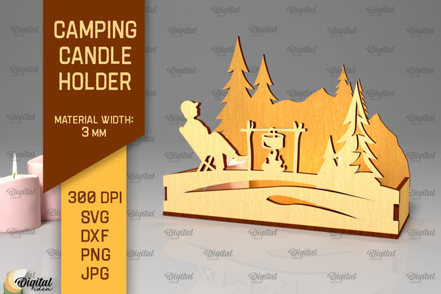 Camping Candle Holder Laser Cut. Candle Box SVG SVG Evgenyia Guschina 