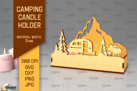 Camping Candle Holders Laser Cut Bundle. Candle Boxes SVG SVG Evgenyia Guschina 
