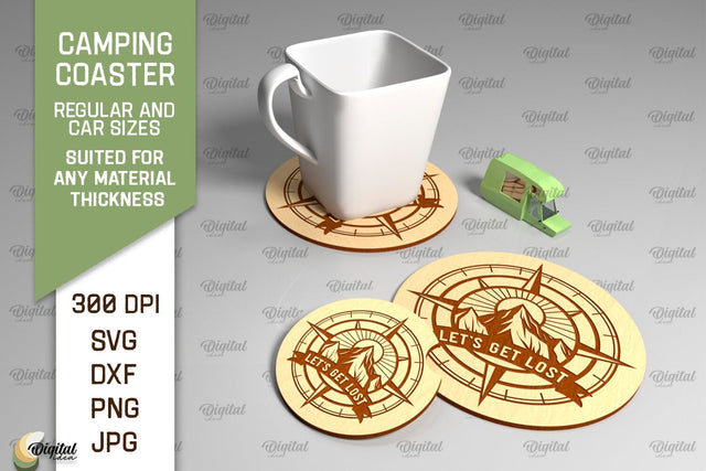 Camping Coaster Laser Cut. Coaster Home Decor SVG SVG Evgenyia Guschina 