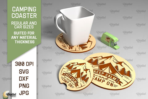 Camping Coaster Laser Cut. Coaster Home Decor SVG SVG Evgenyia Guschina 