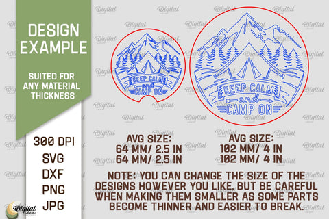 Camping Coasters Laser Cut Bundle. Coasters Home Decor SVG SVG Evgenyia Guschina 