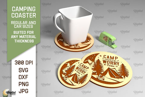 Camping Coasters Laser Cut Bundle. Coasters Home Decor SVG SVG Evgenyia Guschina 