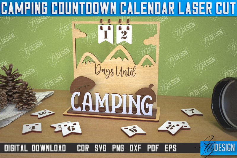 Camping Countdown Calendar | 3D Calendar Design | Camping Vibes | CNC File SVG Fly Design 