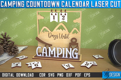 Camping Countdown Calendar | 3D Calendar Design | Camping Vibes | CNC File SVG Fly Design 