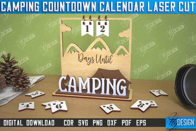 Camping Countdown Calendar | 3D Calendar Design | Camping Vibes | CNC File SVG Fly Design 