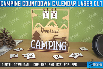 Camping Countdown Calendar | 3D Calendar Design | Camping Vibes | CNC File SVG Fly Design 
