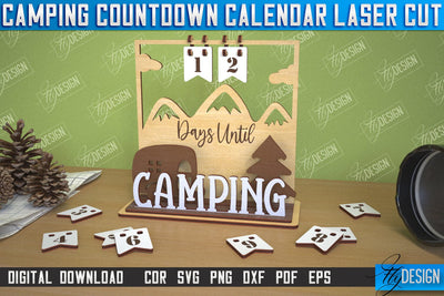 Camping Countdown Calendar | 3D Calendar Design | Camping Vibes | CNC File SVG Fly Design 
