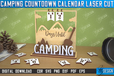 Camping Countdown Calendar | 3D Calendar Design | Camping Vibes | CNC File SVG Fly Design 