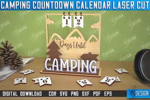Camping Countdown Calendar Bundle | 3D Calendar Design | Camping Vibes | CNC Files SVG Fly Design 