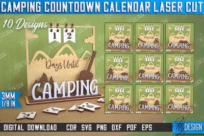 Camping Countdown Calendar Bundle | 3D Calendar Design | Camping Vibes | CNC Files SVG Fly Design 