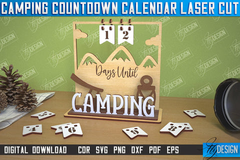 Camping Countdown Calendar Bundle | 3D Calendar Design | Camping Vibes | CNC Files SVG Fly Design 