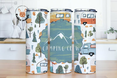 Camping Crew 20 oz Skinny Sublimation Tumbler Design, Glamping Sublimation Design Png, Camping Tumbler Png Downloads Sublimation Rabbitmakies 