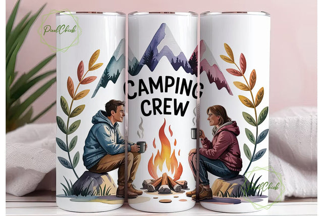 Camping Crew 20oz Tumbler Design Sublimation PixelChick 