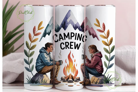 Camping Crew 20oz Tumbler Design Sublimation PixelChick 