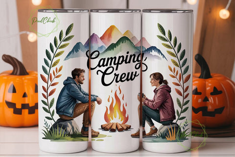 Camping Crew 20oz Tumbler Design Sublimation PixelChick 