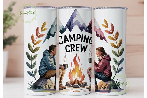 Camping Crew 20oz Tumbler Design Sublimation PixelChick 