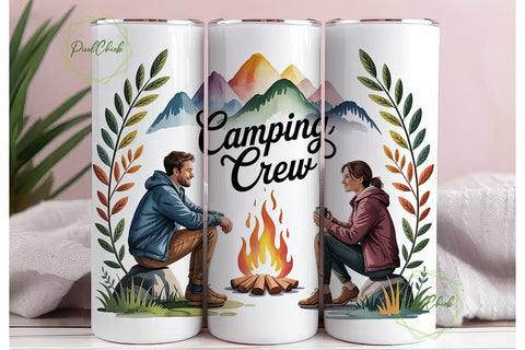 Camping Crew 20oz Tumbler Design Sublimation PixelChick 
