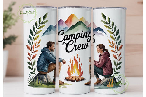 Camping Crew 20oz Tumbler Design Sublimation PixelChick 