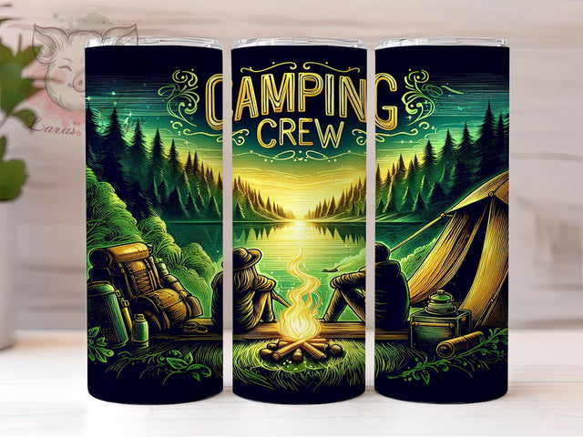 Camping Crew 20oz Tumbler Png, Straight & Tapered Tumbler Png, Happy Couple Camper Nature Tumbler Png, Digital Download PNG Sublimation Lara' s Designs 