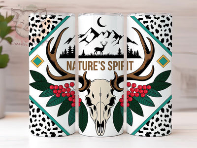 Camping Deer Skull 20oz Tumbler Wrap, Deer Skull, Nature’s Spirit, Rustic Outdoor Design, Wildlife Graphic, 20oz Tumbler Wrap, Sublimation PNG Sublimation Lara' s Designs 