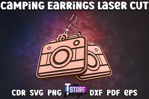 Camping Earrings Laser Cut | Accessories Laser Cut Design | CNC Files SVG The T Store Design 