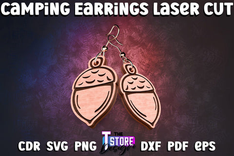 Camping Earrings Laser Cut | Accessories Laser Cut Design | CNC Files SVG The T Store Design 