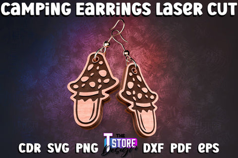 Camping Earrings Laser Cut | Accessories Laser Cut Design | CNC Files SVG The T Store Design 