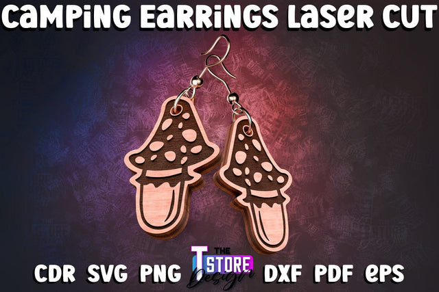 Camping Earrings Laser Cut | Accessories Laser Cut Design | CNC Files SVG The T Store Design 