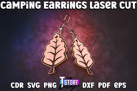 Camping Earrings Laser Cut | Accessories Laser Cut Design | CNC Files SVG The T Store Design 