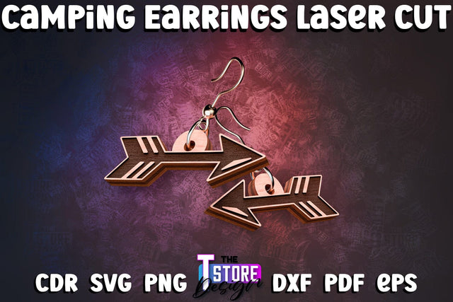 Camping Earrings Laser Cut | Accessories Laser Cut Design | CNC Files SVG The T Store Design 
