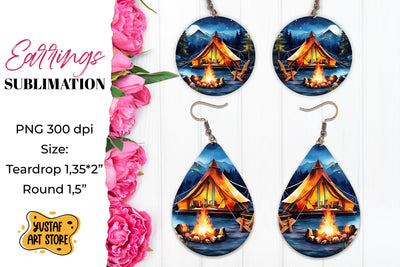 Camping earrings. Mountain Sublimation. Sublimation Yustaf Art Store 