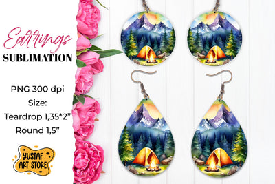 Camping earrings. Mountain Sublimation. Sublimation Yustaf Art Store 