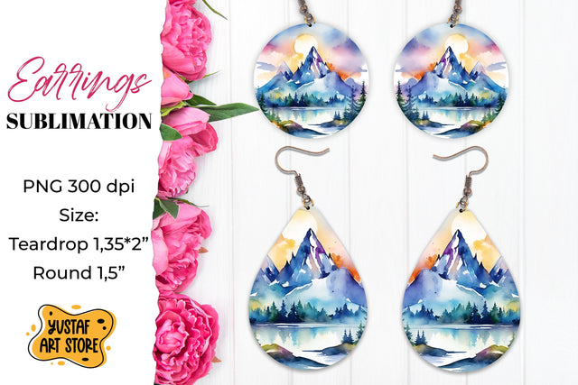 Camping earrings. Mountain Sublimation. Sublimation Yustaf Art Store 