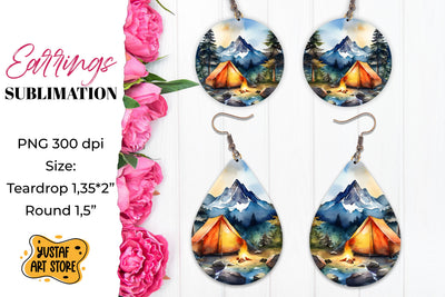Camping earrings. Mountain Sublimation. Sublimation Yustaf Art Store 