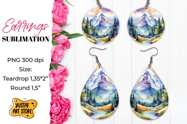 Camping earrings. Mountain Sublimation. Sublimation Yustaf Art Store 