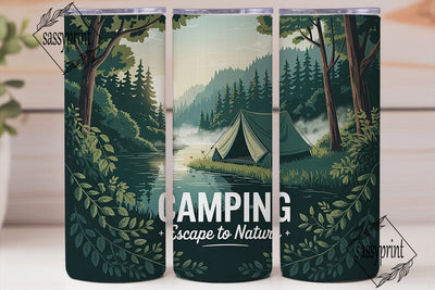 Camping Escape 20oz Tumbler Wrap Sublimation sassyprint 