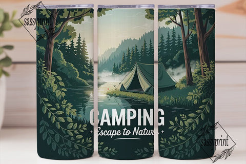 Camping Escape 20oz Tumbler Wrap Sublimation sassyprint 