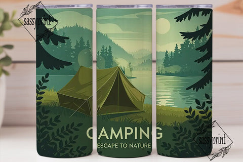 Camping Escape 20oz Tumbler Wrap Sublimation sassyprint 