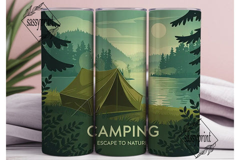 Camping Escape 20oz Tumbler Wrap Sublimation sassyprint 