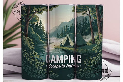 Camping Escape 20oz Tumbler Wrap Sublimation sassyprint 