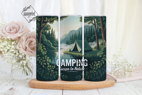 Camping Escape 20oz Tumbler Wrap Sublimation sassyprint 