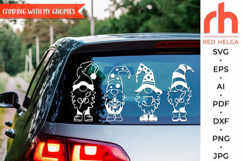 Camping Gnome SVG, Camp Theme Cut File, Window Decor DXF, Camping Design Vector, Gnome with a Marshmallow Outline SVG RedHelgaArt 