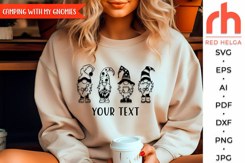 Camping Gnome SVG, Camp Theme Cut File, Window Decor DXF, Camping Design Vector, Gnome with a Marshmallow Outline SVG RedHelgaArt 