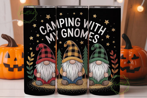 Camping Gnomes 20oz Tumbler Wrap Sublimation PixelChick 