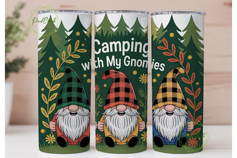 Camping Gnomes 20oz Tumbler Wrap Sublimation PixelChick 