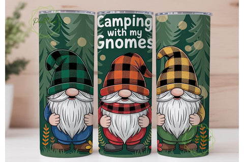 Camping Gnomes 20oz Tumbler Wrap Sublimation PixelChick 