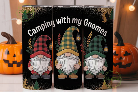 Camping Gnomes 20oz Tumbler Wrap Sublimation PixelChick 